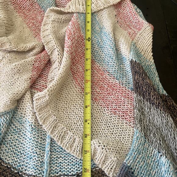 Cabi Skipper Circle Knit Sweater Cardigan Shawl Pastel Striped Beachy Boho Small - Picture 8 of 9